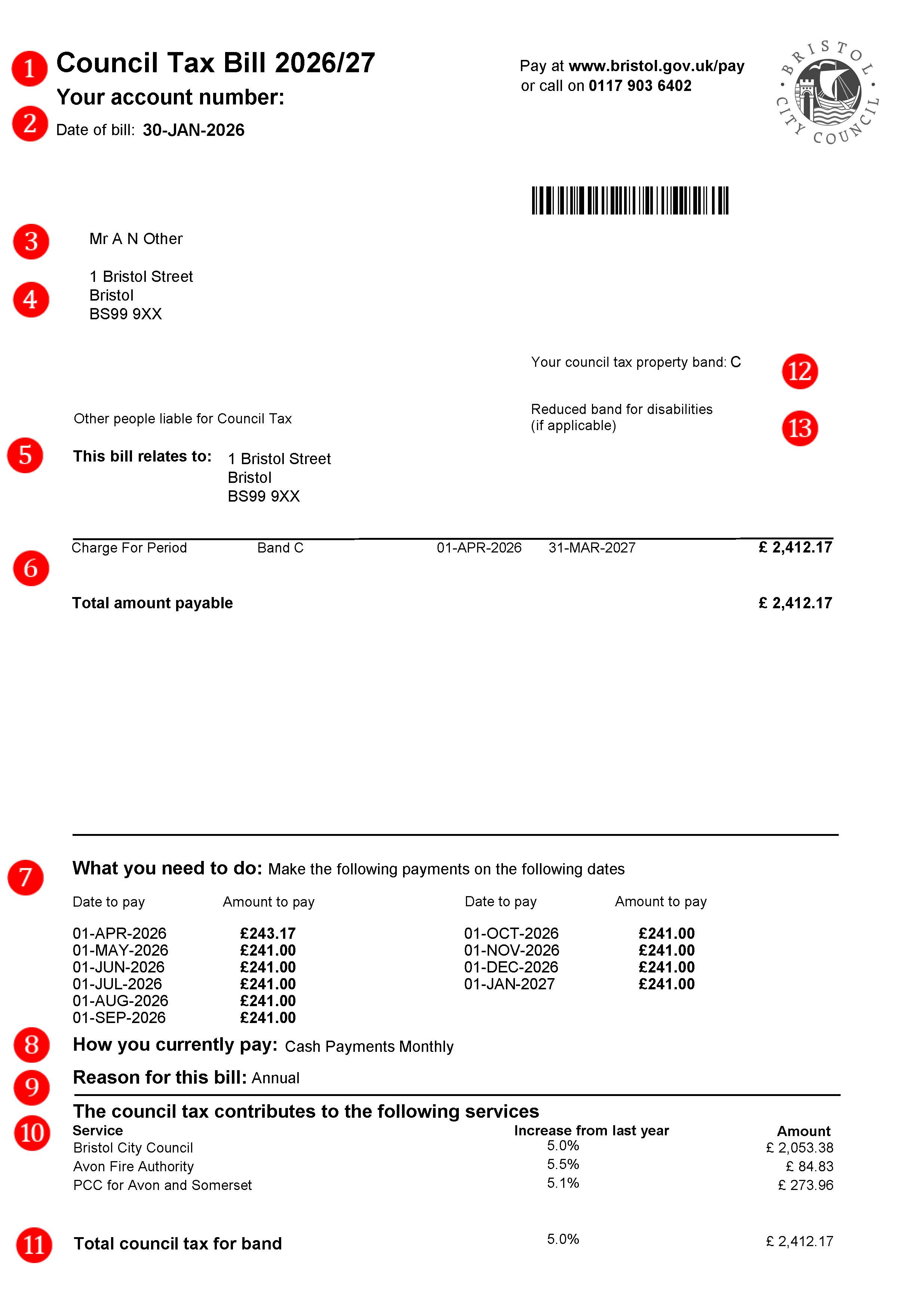 Council tax numbered bill 2026