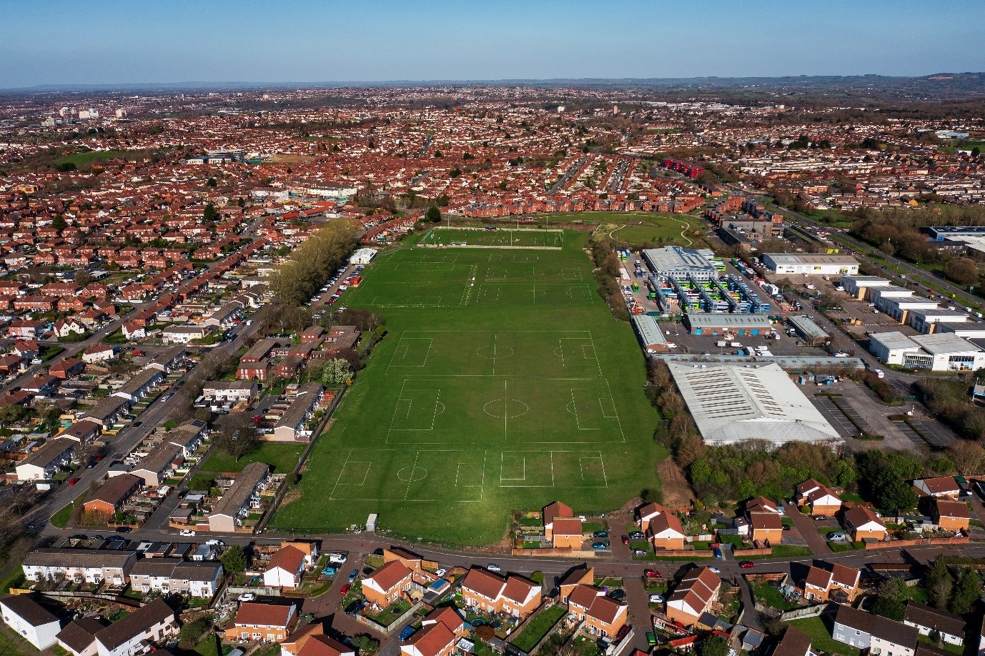 aerial view of Filwood Playing Fields
