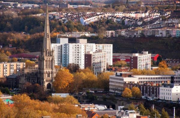 View of high rise buildings in Bristol