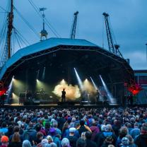 Bristol Harbour festival night stage with a crowd of people