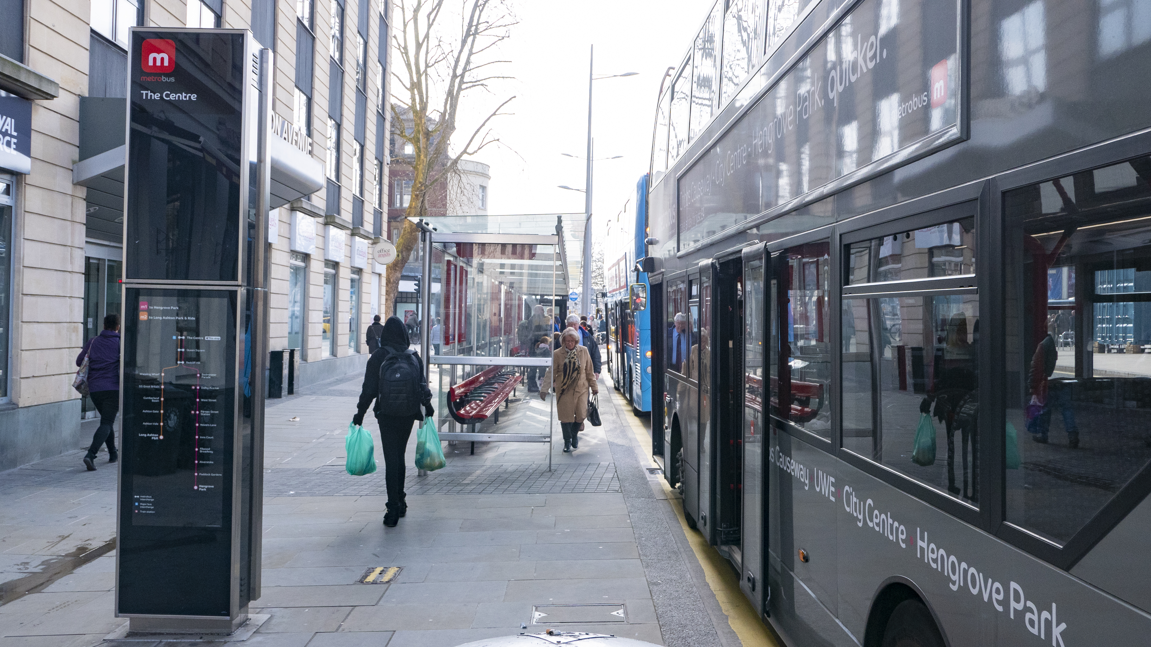 metrobus iPoint stop in Bristol city centre