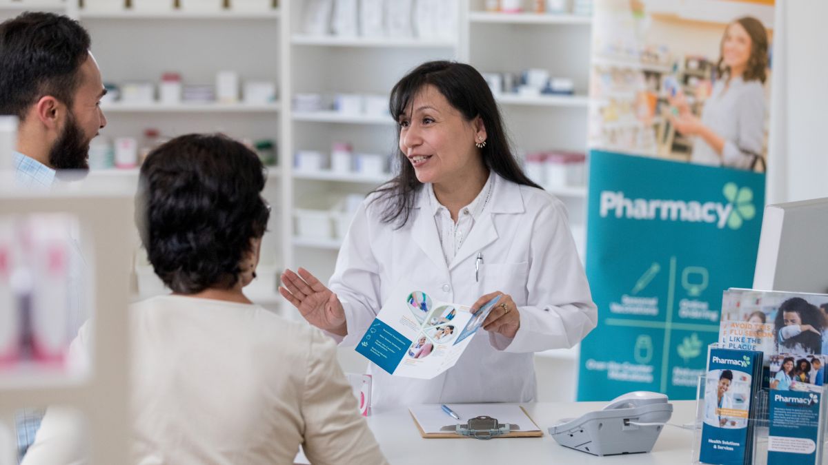Members of the public inside a pharmacy