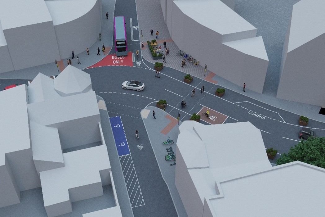 Illustrative image of the proposals for junction of Cannon Street with East Street. These are fully described in the text above.