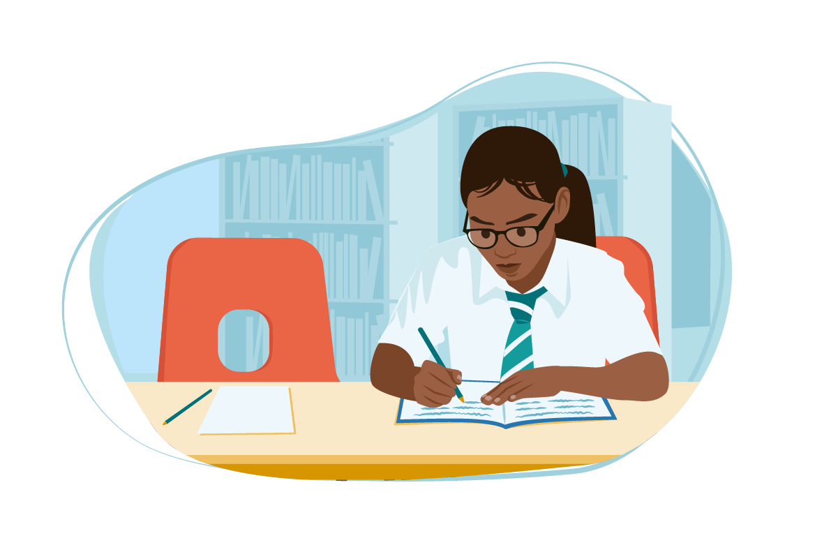 Boy working at desk