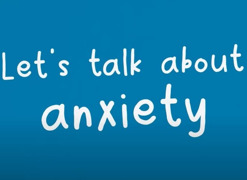 Words on blue background 'Let's talk about anxiety'