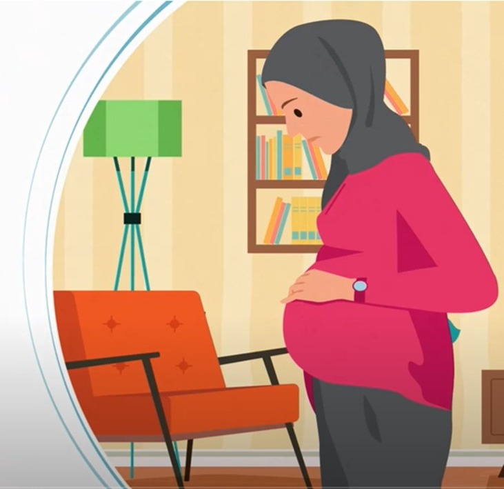Woman holding tummy