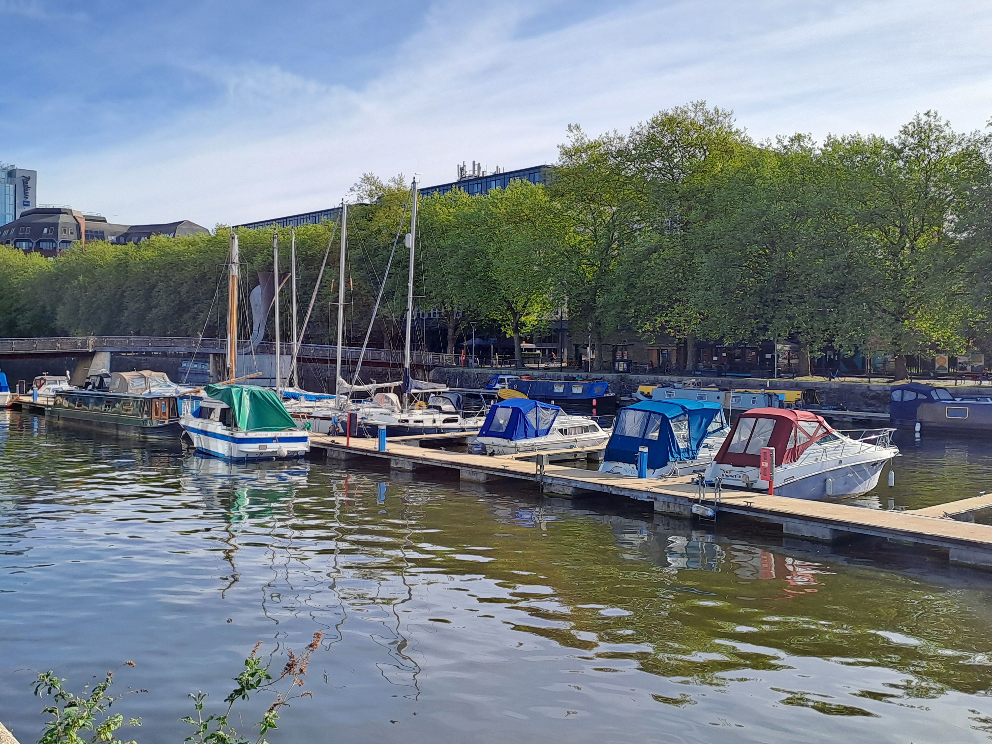 Boats moored in the harbour