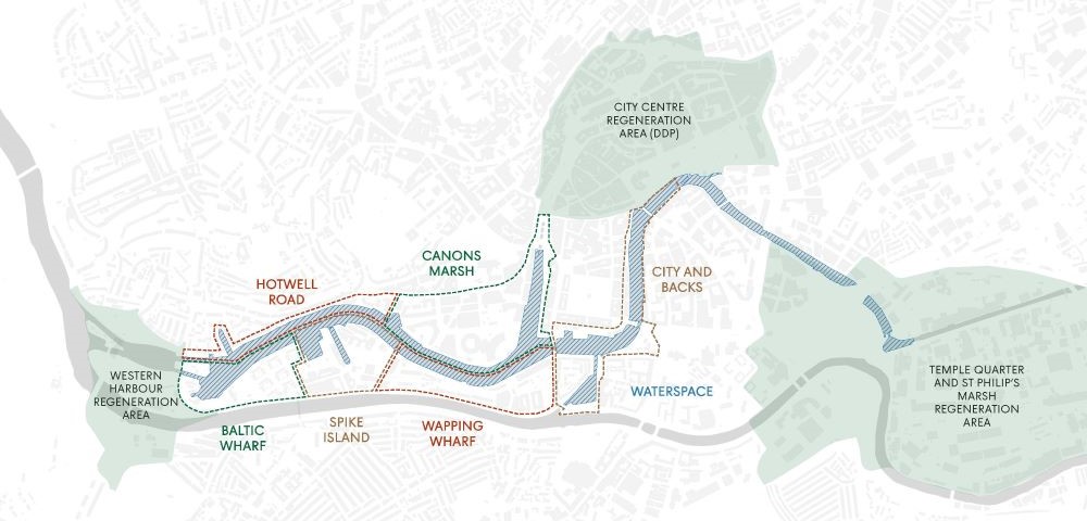 Map that shows the different areas of the place plans