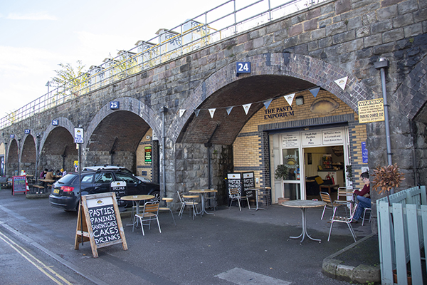 A view of some of the businesses located in The Arches area near Bristol Temple Meads station